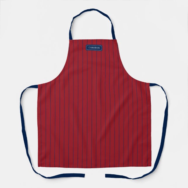 Personalised Name Editable Colours Classic Stripes Apron (Front)