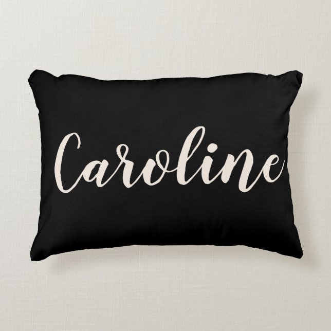 Personalised Name Elegant Black Minimalist Script Decorative Cushion (Front)