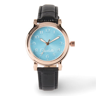 Personalised Name Elegant Blue Dial Watch