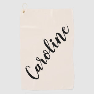 Personalised Name Elegant Cream Minimalist Script Golf Towel
