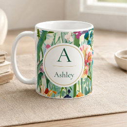 Personalised Name Elegant Floral Coffee Mug