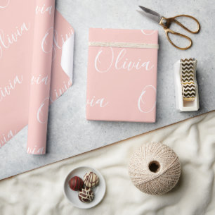 Personalised Name Elegant Peach Modern Wrapping Paper
