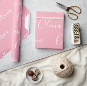Personalised Name Elegant Pink Modern Wrapping Paper