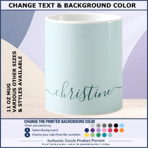 Personalised Name Elegant Pretty Script Text Teal Coffee Mug