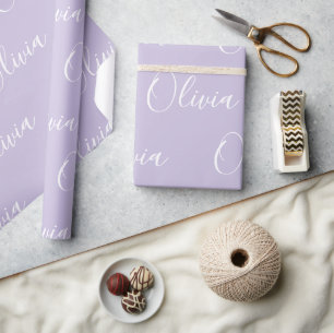 Personalised Name Elegant Purple Modern Wrapping Paper