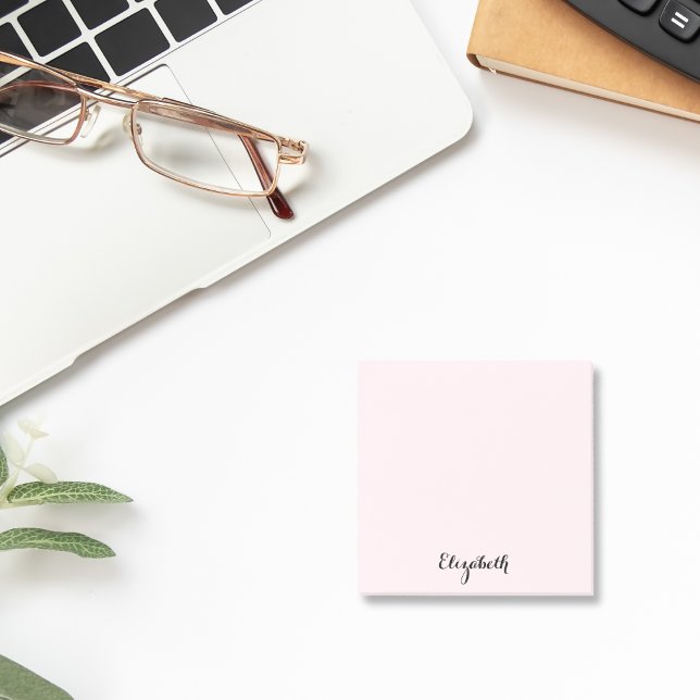 Personalised Name Elegant Script Pink Home Office Post-it Notes (Personalized Name Elegant Script Pink Home Office Post-it Notes)