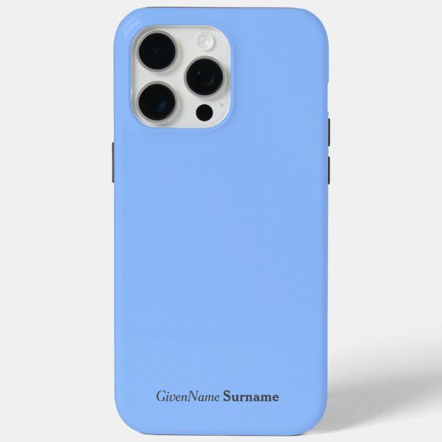 Personalised Name Elegant Simple Pastel Blue Grey Case-Mate iPhone Case (Back)
