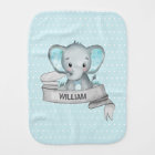 Personalised Name Elephant Baby Boy Blue & Grey