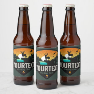 Personalised NAME Elk Hunting Wilderness Sunset  Beer Bottle Label