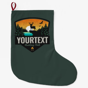 Personalised NAME Elk Hunting Wilderness Sunset  Large Christmas Stocking