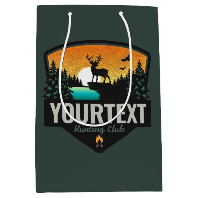Personalised NAME Elk Hunting Wilderness Sunset Medium Gift Bag (Front)