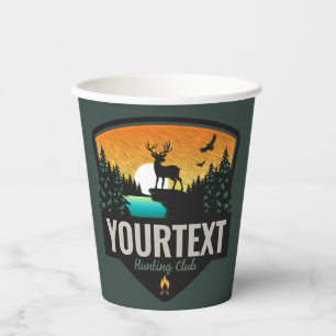 Personalised NAME Elk Hunting Wilderness Sunset Paper Cups
