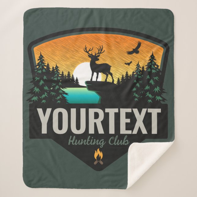 Personalised NAME Elk Hunting Wilderness Sunset  Sherpa Blanket (Front)