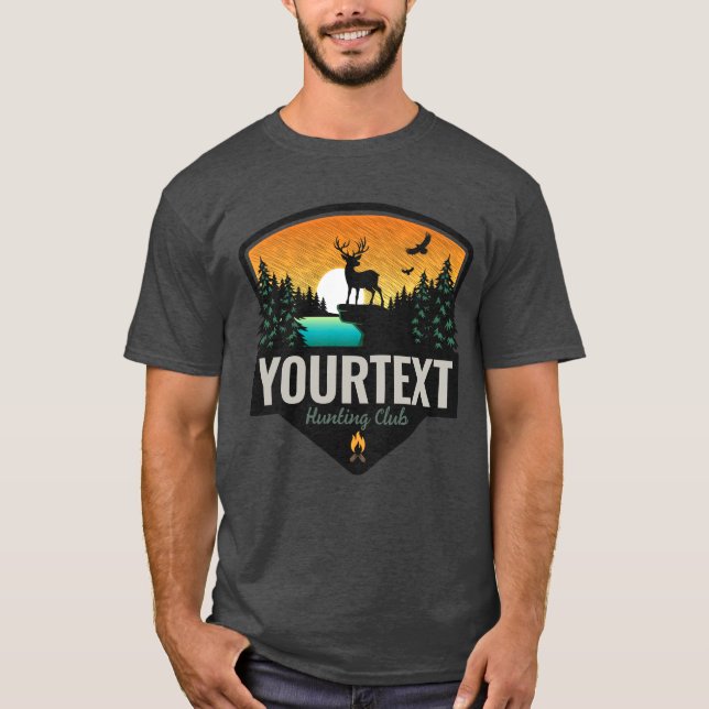 Personalised NAME Elk Hunting Wilderness Sunset T-Shirt (Front)