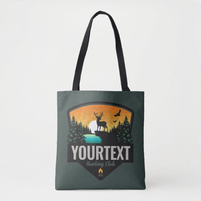 Personalised NAME Elk Hunting Wilderness Sunset Tote Bag (Front)