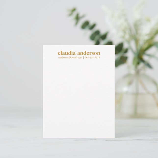 Personalised Name Email Phone Professional Yellow Card (Standing Front)
