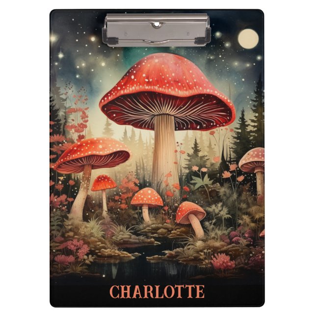 Personalised Name Enchanting Magic Fairy Mushroom Clipboard (Front)