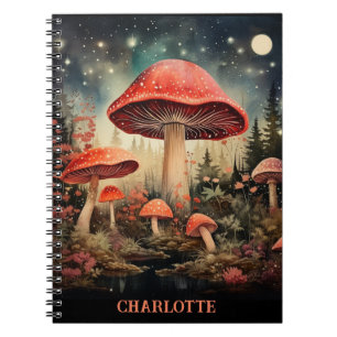 Personalised Name Enchanting Magic Fairy Mushroom Notebook