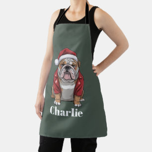 Personalised Name English Bulldog Dog Christmas  Apron