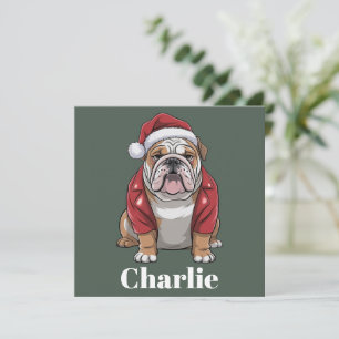 Personalised Name English Bulldog Dog Christmas  Holiday Card