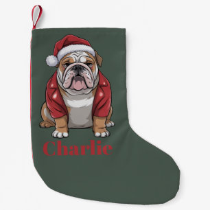 Personalised Name English Bulldog Dog Christmas  Small Christmas Stocking