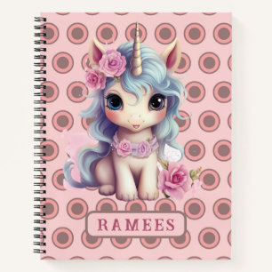 Personalised Name Fairy Baby Unicorn Sparkling Notebook