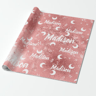 Personalised Name Fairy Pink Rose Gold Girl Wrapping Paper