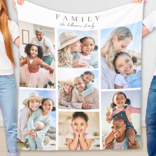 Personalised Name Family Photo Collage Fleece Blanket (Personalized Name Family Photo Collage Fleece Blanket )