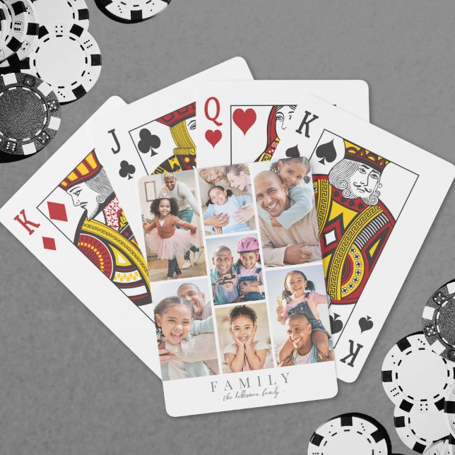Personalised Name Family Photo Collage Playing Cards (Personalized Name Family Photo Collage Poker Cards)