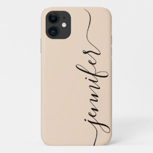 Personalised Name, Fancy Script, Linen/Black Case-Mate iPhone Case