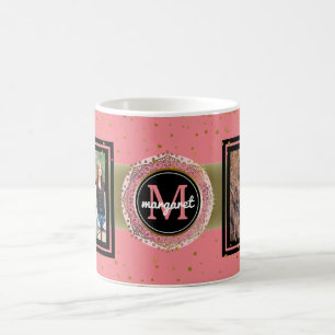 Personalised Name Faux Glitter   Custom Photos Coffee Mug