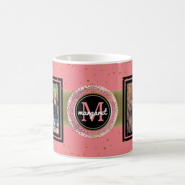 Personalised Name Faux Glitter | Custom Photos Coffee Mug (Center)