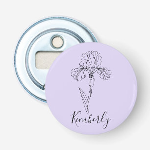 Personalised name February iris Birth Flower Bottle Opener