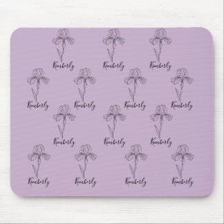 Personalised name February iris Birth Flower Mouse Pad