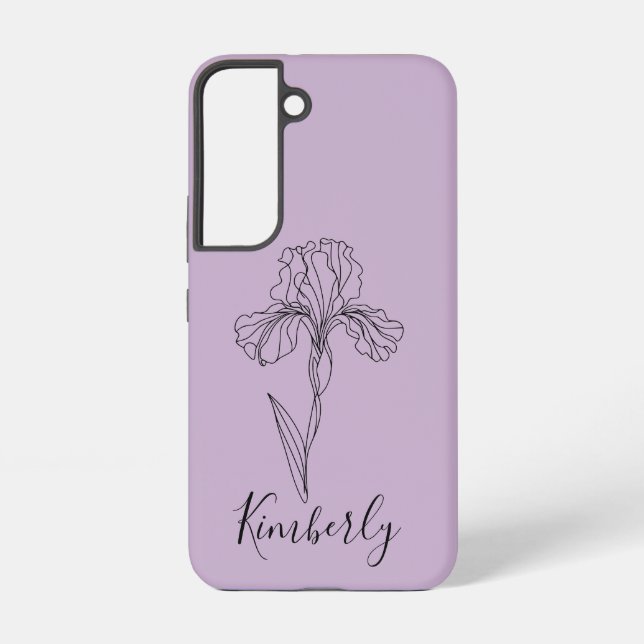 Personalised name February iris Birth Flower Samsung Galaxy S22 Case (Back)
