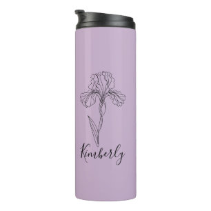 Personalised name February iris Birth Flower Thermal Tumbler