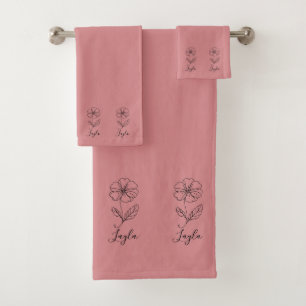 Personalised name February primrose Birth Flower Bath Towel Set