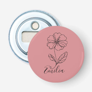 Personalised name February primrose Birth Flower Bottle Opener