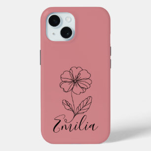 Personalised name February primrose Birth Flower iPhone 15 Case