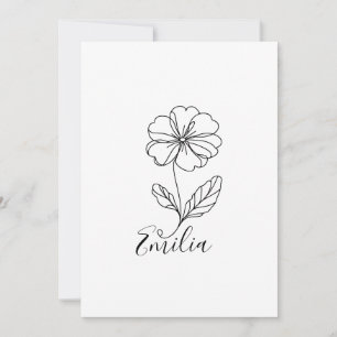 Personalised name February primrose Birth Flower Invitation