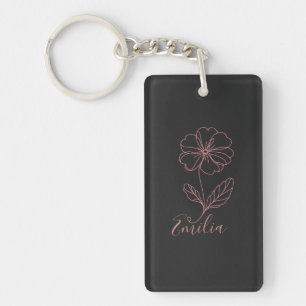 Personalised name February primrose Birth Flower Key Ring