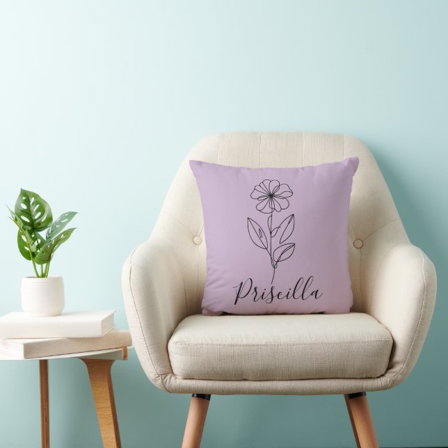 Personalised name February violet Birth Flower  Cushion (Chair)