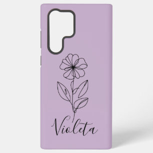 Personalised name February violet Birth Flower  Samsung Galaxy Case