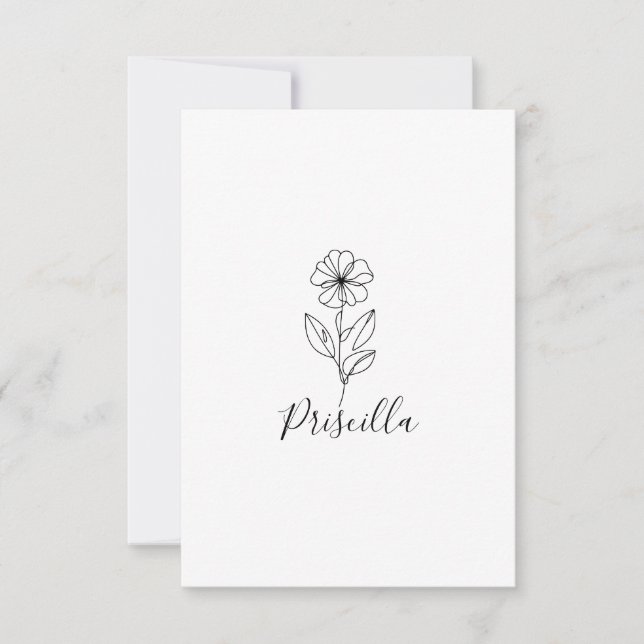 Personalised name February violet Birth Flower  Thank You Card (Front)