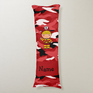 Personalised name fireman red camo body cushion