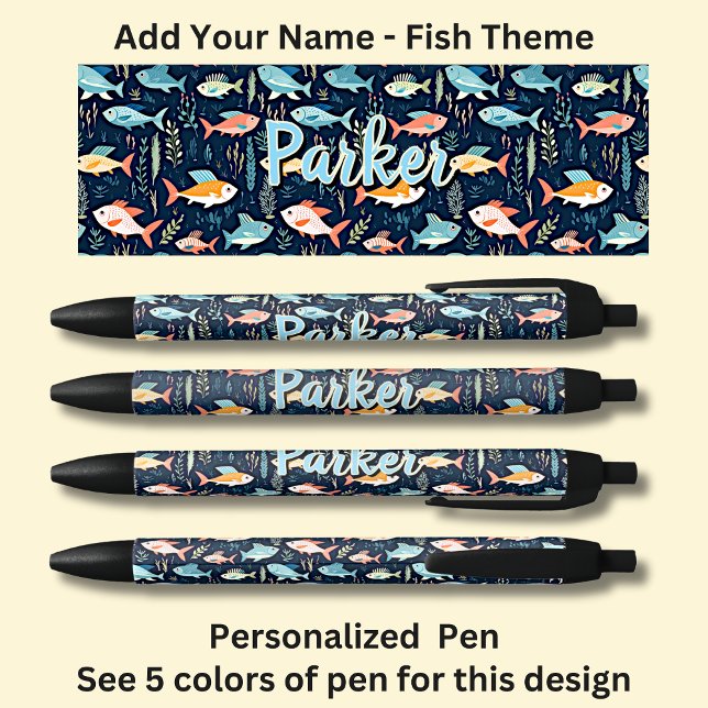 Personalised Name, Fish Fishing Fish Lover  Black Ink Pen (Creator Uploaded)