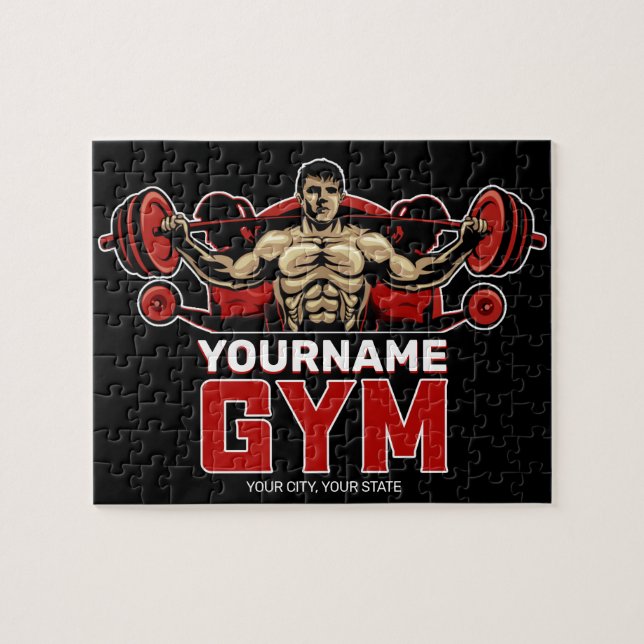 Personalised NAME Fitness Home GYM Weight Lifting  Jigsaw Puzzle (Horizontal)