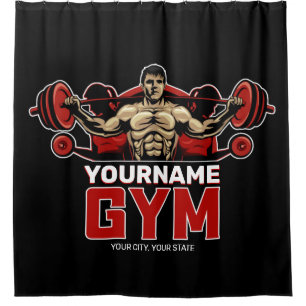 Personalised NAME Fitness Home GYM Weight Lifting Shower Curtain