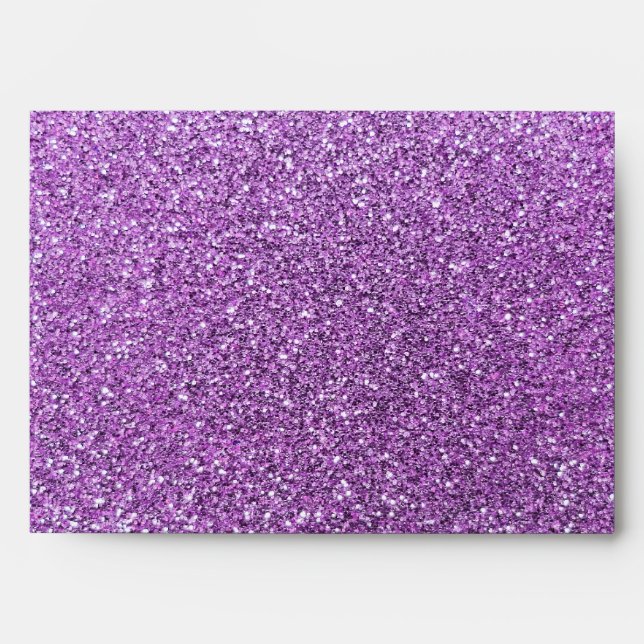 Personalised name flamingo purple glitter envelope (Front)