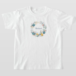Personalised Name Floral Egg Wreath Easter T-Shirt